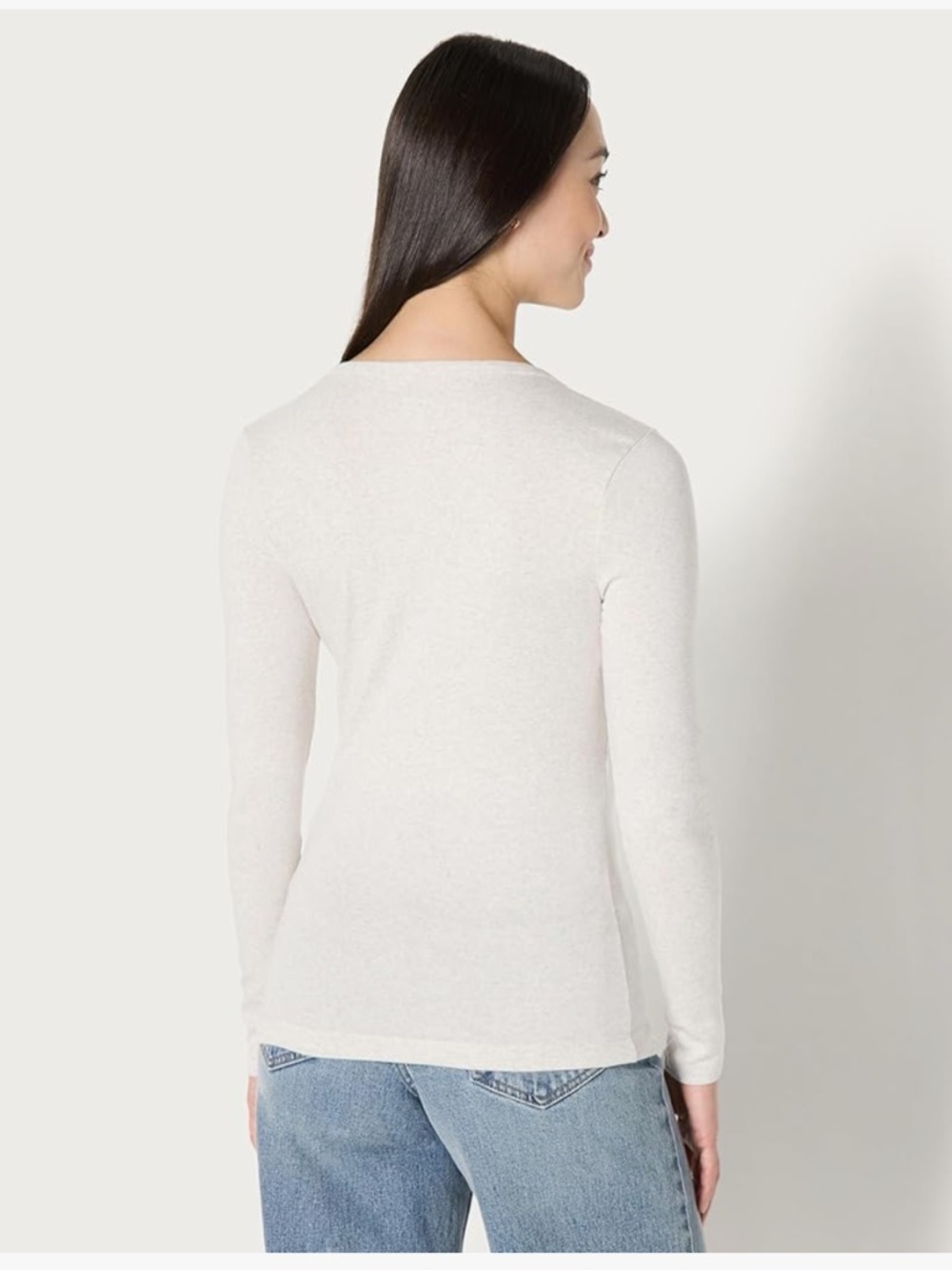 Amazon Essentials Women's Long-Sleeve Henley Top in Light Cream - Picture 2 of 8